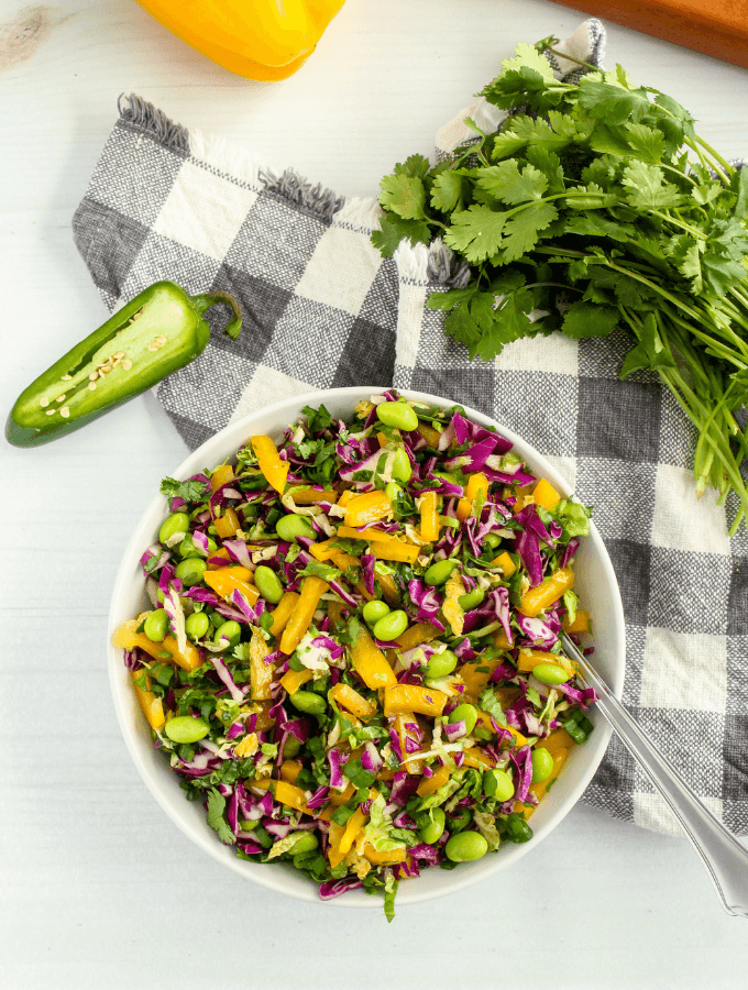 summer slaw Bell Pepper, Cabbage and Brussels Sprouts Slaw from Byte Sized Nutrition