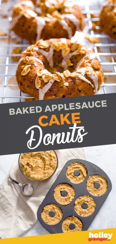 Baked Applesauce Cake Donuts with Cinnamon-Vanilla Glaze from Holley Grainger