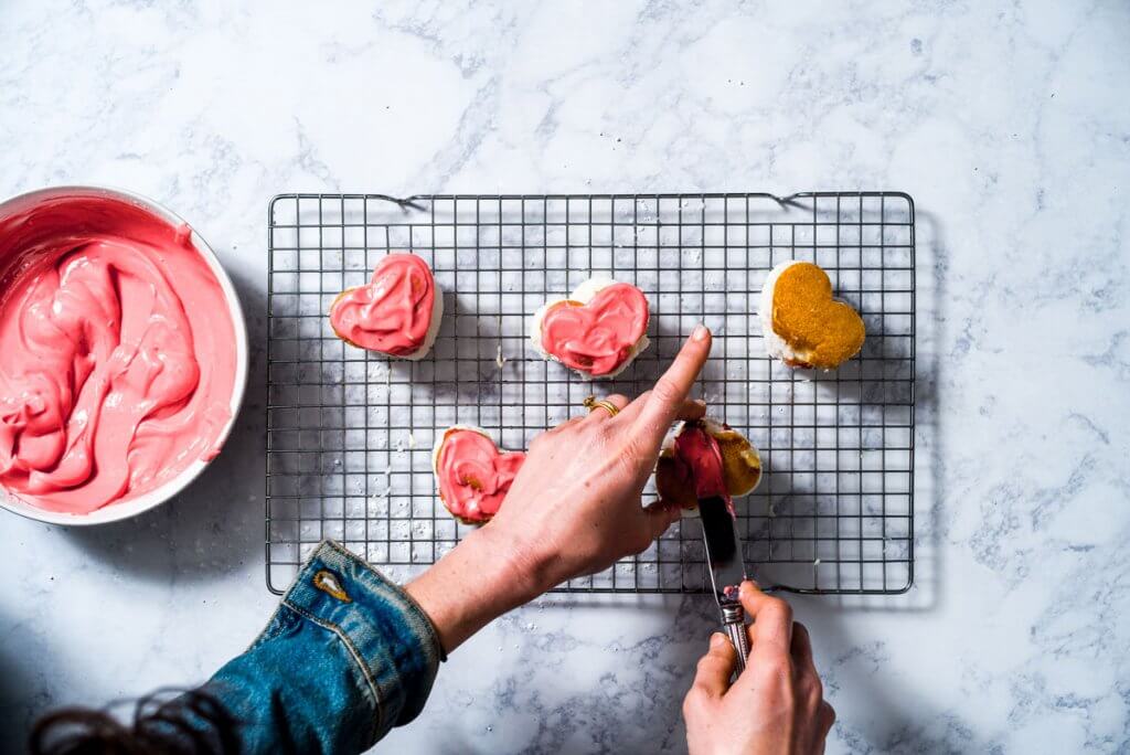 Mini Strawberry Heart Cakes