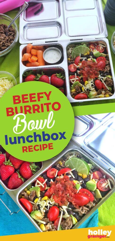 Beefy Burrito Bowl Lunchbox Recipe from Holley Grainger