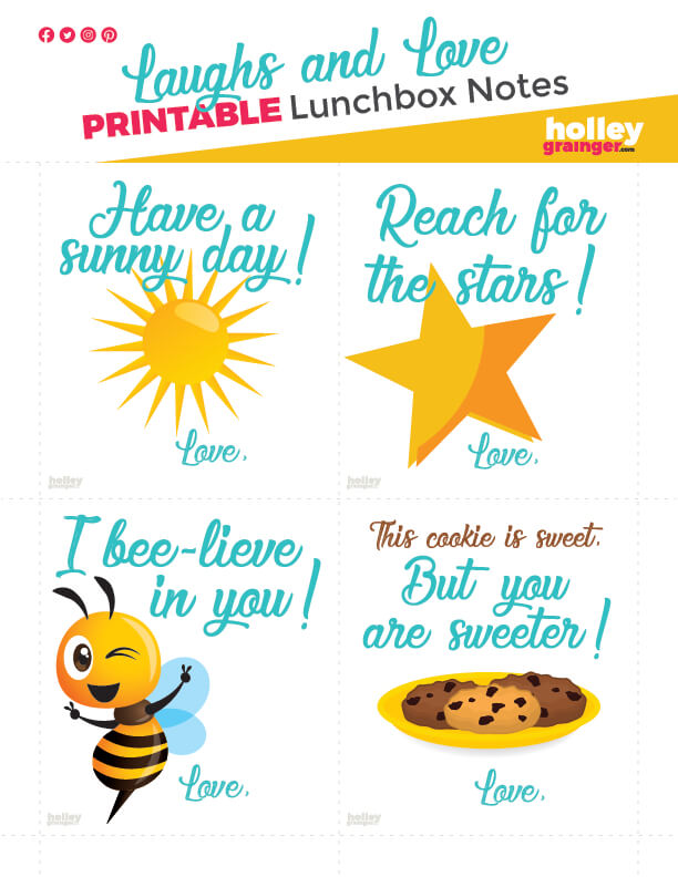 Printable Lunchbox Notes, Jokes and Picture Printable Notes for Non-Readers!