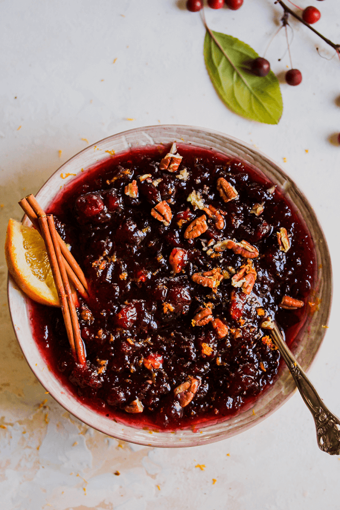 Shortcut Pecan Cranberry Sauce from Holley Grainger - Last Minute Thanksgiving Recipes