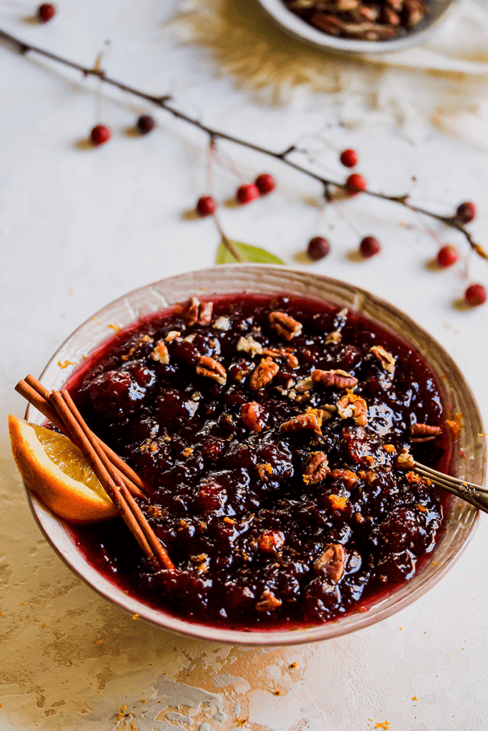 Shortcut Pecan Cranberry Sauce from Holley Grainger
