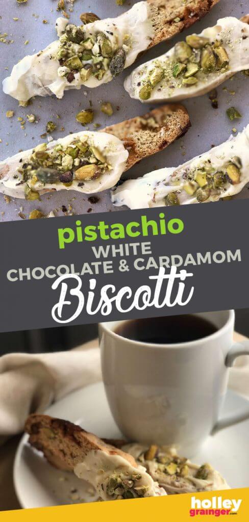 Pistachio, White Chocolate and Cardamom Biscotti from Holley Grainger