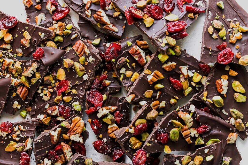 Sweet and Salty Dark Chocolate Bark, from Holley Grainger