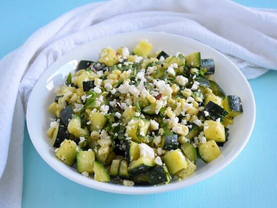 Zucchini and Corn Saute with Feta Cookout Side Dish Recipes
