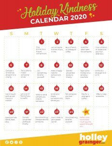 25 Days of Holiday Kindness, Advent Activity Calendar for Kids from Holley Grainger