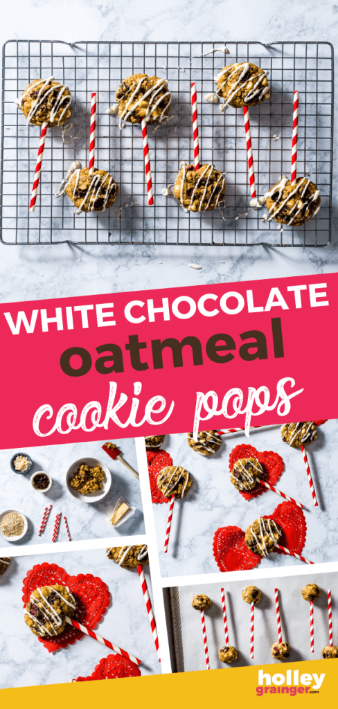 White Chocolate Cherry Oatmeal Cookie Pops