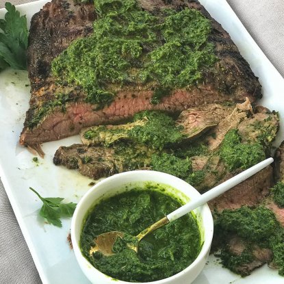 Grilled Flank Steak with Chimichurri Sauce from Holley Grainger - How to Feed a Crowd this Summer