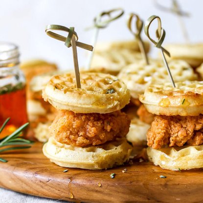 Mini Rosemary Chicken and Waffles from Holley Grainger