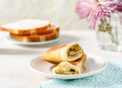 Pesto Grilled Cheese Roll Ups from Holley Grainger